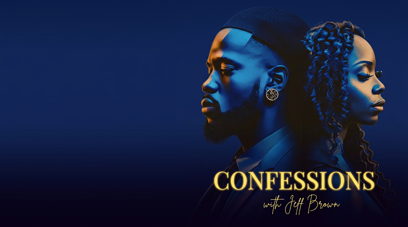 Official Confessions with Jeff Brown key art featuring Jeff Brown and a guest